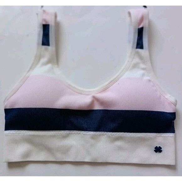 Lucky Brand Lightly Padded Bralette Wireless Bra Size Medium Pink Blue Stripped - Picture 1 of 6